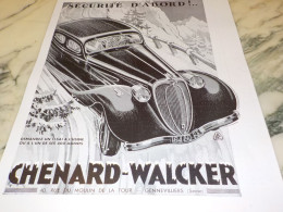 ANCIENNE PUBLICITE  SECURITE D ABORD AUTOMOBILE CHENARD & WALCKER  1936 - Voitures