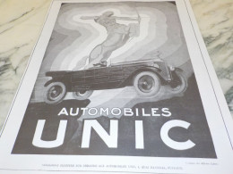 ANCIENNE PUBLICITE AUTOMOBILES UNIC   1926 - 1925 - Voitures