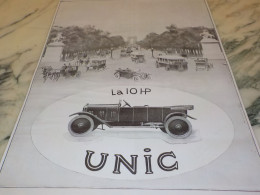 ANCIENNE PUBLICITE LA 10 HP   UNIC    1923 - Voitures