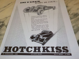 ANCIENNE PUBLICITE AME D AIRAIN VOITURE DE HOTCHKISS  1936 - Voitures