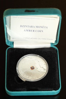 2010 Latvia 1 Lats Amber Silver Coin Proof In Box + Sertifikate - Latvia