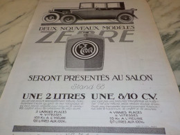 ANCIENNE PUBLICITE DEUX NOUVEAUX MODELES VOITURE  ZEBRE 1924 - Voitures