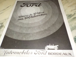 ANCIENNE PUBLICITE BORDEAUX  LA FORD FRANCAISE 1924 - Voitures