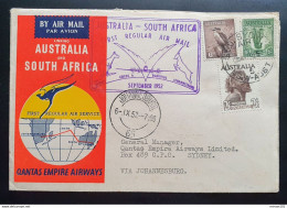 Australien 1952, Flugpost Qantas Erstflug Australien-Südafrika MiF - Primeros Vuelos