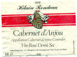 (M2) Etiquette - Etiket Cabernet D'Anjou 1979 - Hilaire Rondeau - Vino Rosado