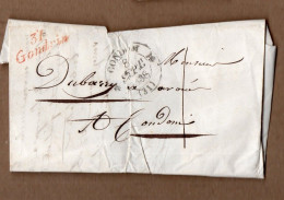 Gondrin  (32) Pli De 1838 Avec Griffe Cursive Rouge    PPP41417) - Non Classificati