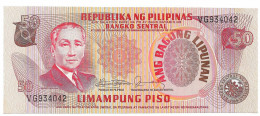 PHILIPPINES  50 PISO  #163c   Prés.OSMENA  Sign; Marcos FERNANDEZ,  ABL,  PISO En Petit  Sur 1 Ligne ,  NEUF - Philippines