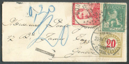 N°110-118 - 5 Et 10c. PELLENS Obl. Sc BONSECOURS Sur Enveloppe Carte De Visite Du 22-IV-1913 Vers Genève (Suisse) Et Tax - 1912 Pellens