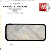 FONTAINE L'EVEQUE  - Enveloppe Clouteries  A. Baudoux  1956 - 1950 - ...