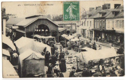 1909 YERVILLE - Le MARCHE Aux HALLES Très Animée - Yerville