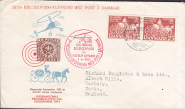 Denmark Airmail 1st HELICOPTER Flight 1951 Cover Brief Rosenborg Eksercerplads - Kastrup Lufthavn Airport To England - Posta Aerea