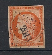 FRANCE - 1849 - N°Yv. 5 - Cérès 40c Orange - Oblitération Petits Chiffres - Oblitéré / Used - 1849-1850 Ceres