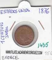 CR1435 MONEDA EEUU 1 CENTIMO 1876 BRONCE MBC - Sonstige & Ohne Zuordnung