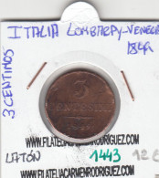 CR1443 MONEDA ITALIA 3 CENTIMOS 1849 LATON MBC - Other & Unclassified