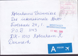 Belgium A PRIOR Label LEUVEN 2000 Cover Brief KØBENHAVN K. Denmark ATM / Frama Label Single Franking - 2000-...