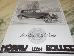 ANCIENNE PUBLICITE VOITURE MORRIS LEON BOLLEE UN SALON DE LA ROUTE 1929 - Voitures