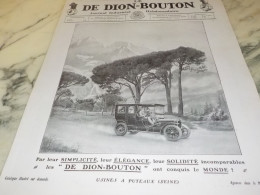 ANCIENNE PUBLICITE JOURNAL INDUSTRIEL AUTOMOBILE DE DION BOUTON 1909 - Voitures