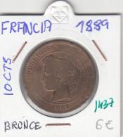 CR1437 MONEDA FRANCIA 10 CTS 1889 BRONCE BC - Otros & Sin Clasificación