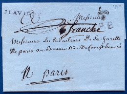 Lettre 1790 Marque FLAVIGNY 29 Mm + Port Payé PP Fleur De LYS + Manuscrit: FRANCHE Pour PARIS Serait Unique...certificat - ....-1700: Precursores