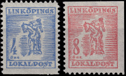 SUÈDE / SWEDEN - Local Post LINKÖPING 4öre Light Blue & 8öre Light Rose - Mint* - Emissioni Locali