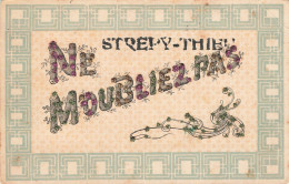 STREPY-THIEU - Ne Moubliez Pas - Carte Colorée Avec Petit Brillants Et Circulé Vers PETIT LANNOIS (NORD) - La Louvière