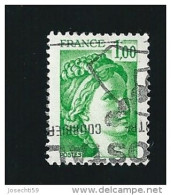 N° 1973 Sabine 1 Fr Vert Timbre  France Oblitéré 1977 Sans Bandes Phosphore - Gebruikt