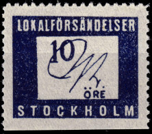 SUÈDE / SWEDEN - Local Post STOCKHOLM 10öre Blue Imperf At Botom - Mint* - Emisiones Locales