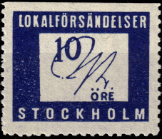 SUÈDE / SWEDEN - Local Post STOCKHOLM 10öre Blue Imperf At Top - Mint* - Lokale Uitgaven