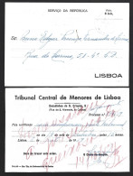 Postal Do SR - Serviço Da República, Juiz Do Tribunal Central De Menores De Lisboa Isento De Porte. Circulado Em 1959. - Lettres & Documents