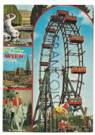 Autriche. Vienne. Carte Mosaïque. Grande Roue, Cavaliers, église, Fontaine:" Das Schöne Wien" - Souvenir De...