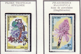 CONGO - Flore Tropicale Stylisée, Rose Porcelaine, Tubéreuse, Bignonia, Hibiscus - Tbres Taxe Y&T N° 46-51 - 1971 - MNH - Neufs