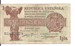 ESPAGNE 1 PESETA 1937 VF P 94 - 1-2 Pesetas