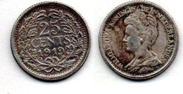 MA 20881 / Pays Bas - Netherlands - Niederlande 25 Cents 1919 TB+ - 25 Cent