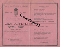 58 0471 SAINT PIERRE LE MOUTIER NIEVRE 1938 Gymnastique SOIREE GYMNIQUE Mr SURMONT CHOMET BOUILLER BOUBAT FONTENILLE - Gymnastics