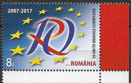 2017 Rumänien   Mi.7175   **MNH    10 Jahre Mitgliedschaft In Der Europäischen Union - 2017