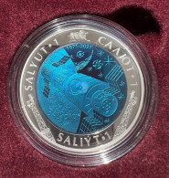 KAZAKHSTAN:NEW Coin 500 Tenge 2021 SALYUT-1 (DOS-1) Silver +TANTALUM Space - Kazachstan