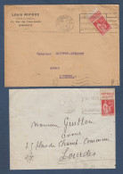 50 C Paix Avec Bande Pub  ( Dont 1 Type IV ) Sur 2 Enveloppes - Lettres & Documents