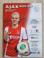 Programme Ajax - Feyenoord - 22.1.2014 - KNVB Cup - Holland - Program - Football - Davy Klaassen - Habillement, Souvenirs & Autres