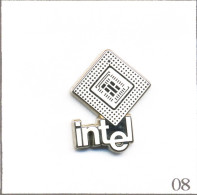 Pin's Bureautique Et Informatique - Matériel / Puce “Intel“ - Version Blanche Chromée. Est. Sofrec. Zamac. T935-08 - Computers