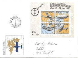 Norway Norge 1979 Norwex 80, Planes, Aircraft, Amundsen, Solberg, SAS,  Mi Bloc 2, FDC - Storia Postale