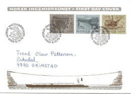 Norge Norway 1979 Norwegian Engineering, Kylling Bridge, Vessingsjø Dam, Oil Rig "Statfjord A", North Se Mi 803-805, FDC - Covers & Documents