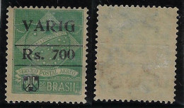 Brazil Year 1930 Varig Airmail Company RHM-V-8 Stamp Condor With Black Overprint 700 Reis Unused (catalog US$22) - Airmail (Private Companies)