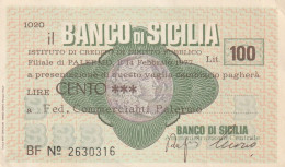 SICILIA - MINI ASSEGNO DA £100   1977 - Colecciones