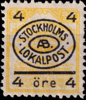 SUÈDE / SWEDEN - Local Post STOCKHOLM 4öre/50öre Orange (ca.1926, Initials AB) - No Gum - Emissioni Locali