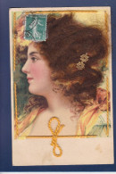 CPA CHEVEUX Système Femme Avec Des Vrais Cheveux Rapportés + Tissu Circulée - Dreh- Und Zugkarten