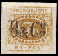 NORVÈGE / NORWAY - Braekstad Local Post TRONDHJEM (Trondheim) 1sk Ochre With B&C° O/P (type 4 Reprint, 1872) - No Gum - Lokale Uitgaven