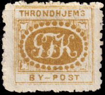 NORVÈGE / NORWAY - Braekstad Local Post TRONDHJEM (Trondheim) 1sk Ochre No O/P, Perf. (type 4 Reprint, 1872) - Mint* - Ortsausgaben