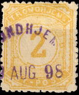 NORVÈGE / NORWAY - Braekstad Local Post TRONDHJEM (Trondheim) 2öre Yellow (1889 Type 10) - VF Used - Ortsausgaben