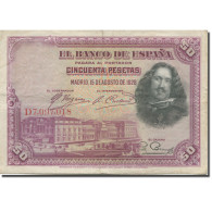 Billet, Espagne, 50 Pesetas, 1928, 1928-08-15, KM:75b, TB+ - 50 Peseten