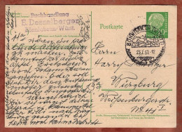 P 31 Heuss, SoSt Boennigheim, Nach Wuerzburg 1957 (16729) - Cartoline - Usati